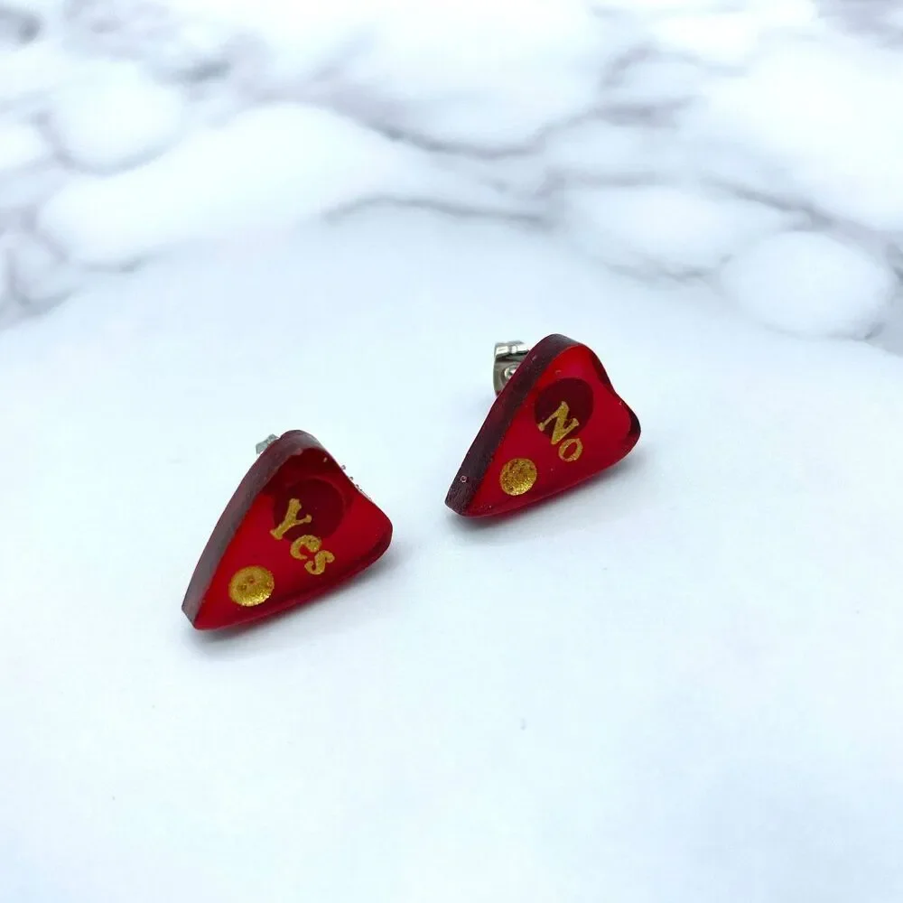 Blood Red Ouija Planchette Earrings